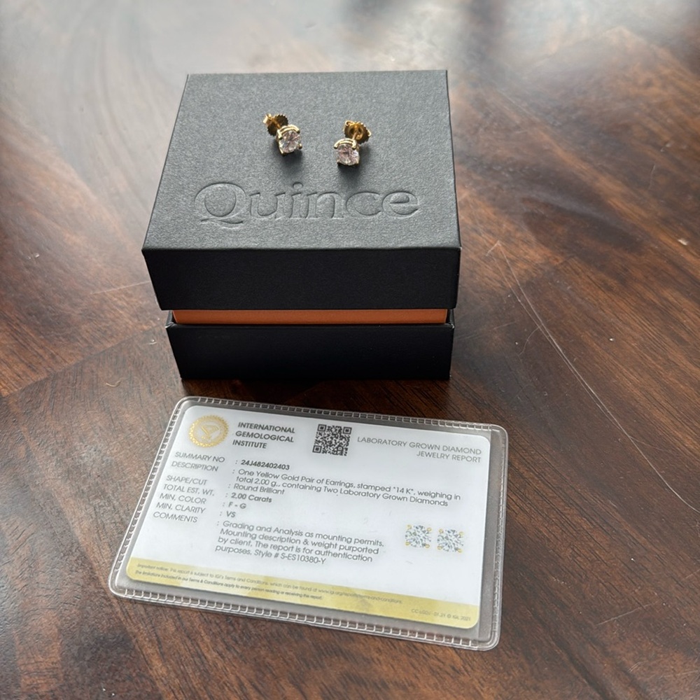 Lab Diamond Studs 2ctw — 14K Yellow Gold Lab Grown Diamond round studs!!